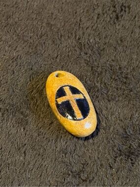 Vintage Oval Stone Crucifix Pendant